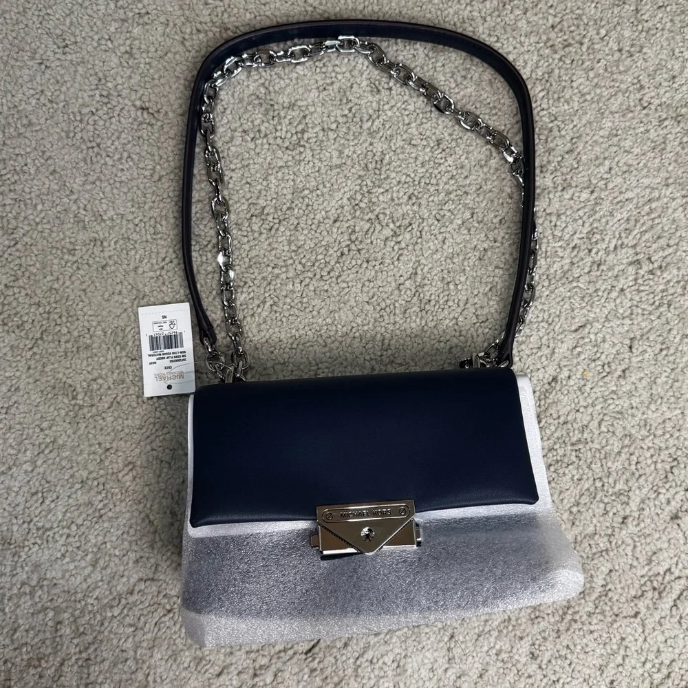 NWT Michael Kors Cece Small Crossbody Shoulder Bag Purse Navy Blue
